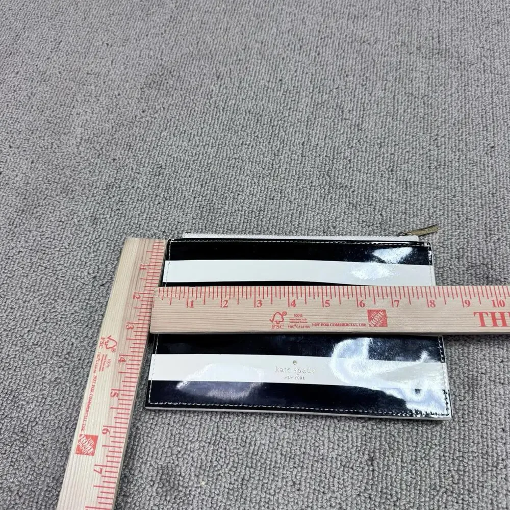 Kate Spade Pencil Case Ivory Black Striped